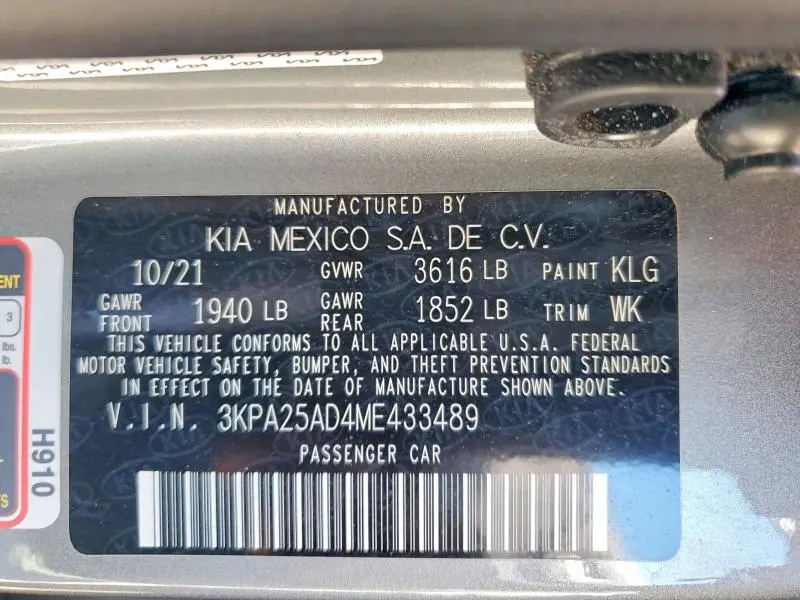 2021 KIA RIO S  