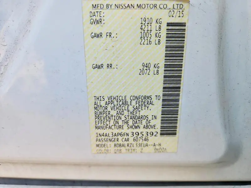 2015 NISSAN ALTIMA 2.5 SL  
