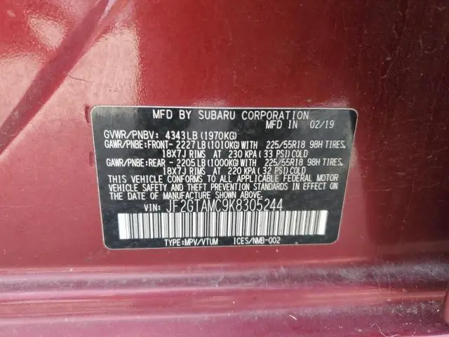 2019 SUBARU CROSSTREK LIMITED  