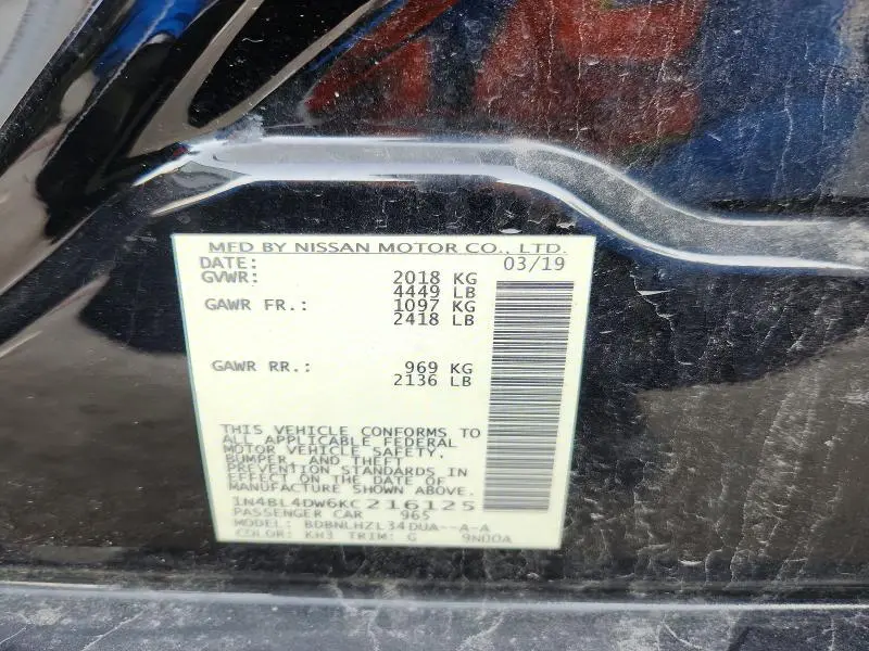 2019 NISSAN ALTIMA SV  