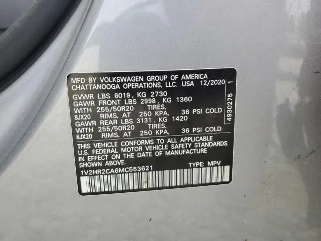 2021 VOLKSWAGEN ATLAS SE  