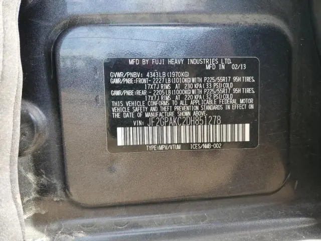 2013 SUBARU XV CROSSTREK 2.0 LIMITED  