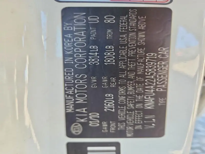 2010 KIA FORTE EX  
