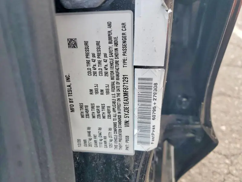 2021 TESLA MODEL 3   