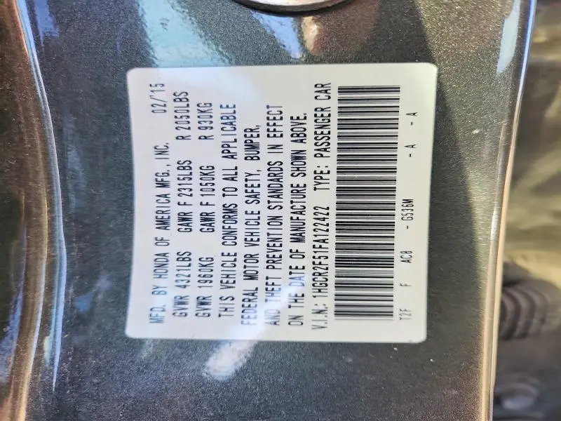 2015 HONDA ACCORD SPORT  