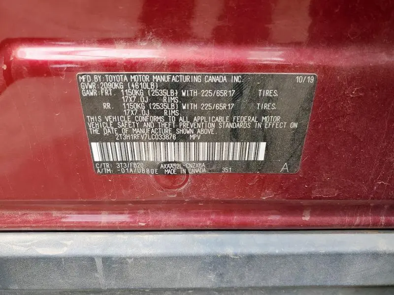 2020 TOYOTA RAV4 LE  