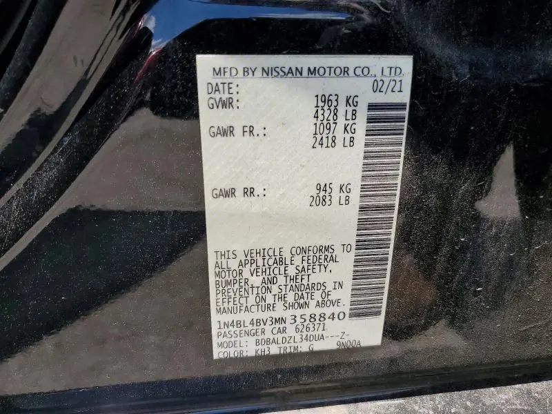 2021 NISSAN ALTIMA S  