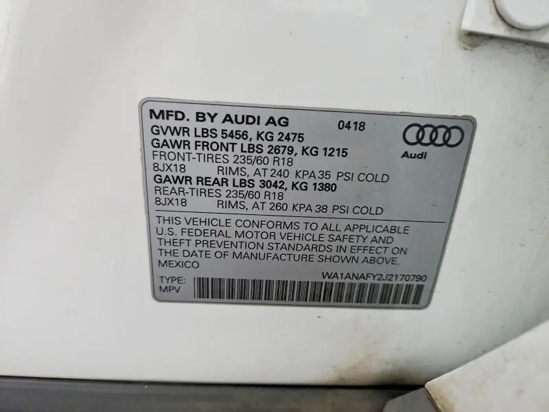 2018 AUDI Q5 PREMIUM  
