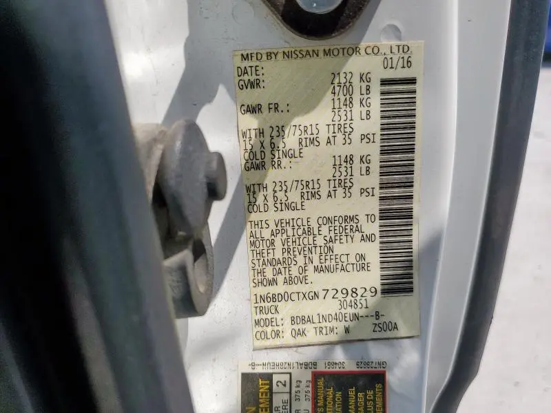 2016 NISSAN FRONTIER S  