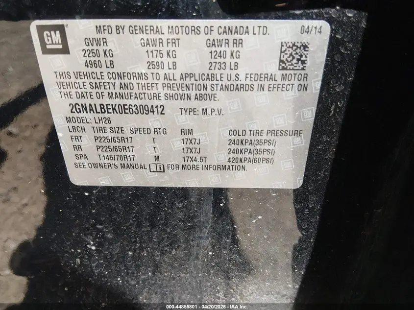 2014 CHEVROLET EQUINOX 1LT