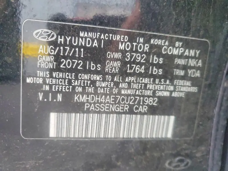 2012 HYUNDAI ELANTRA GLS  