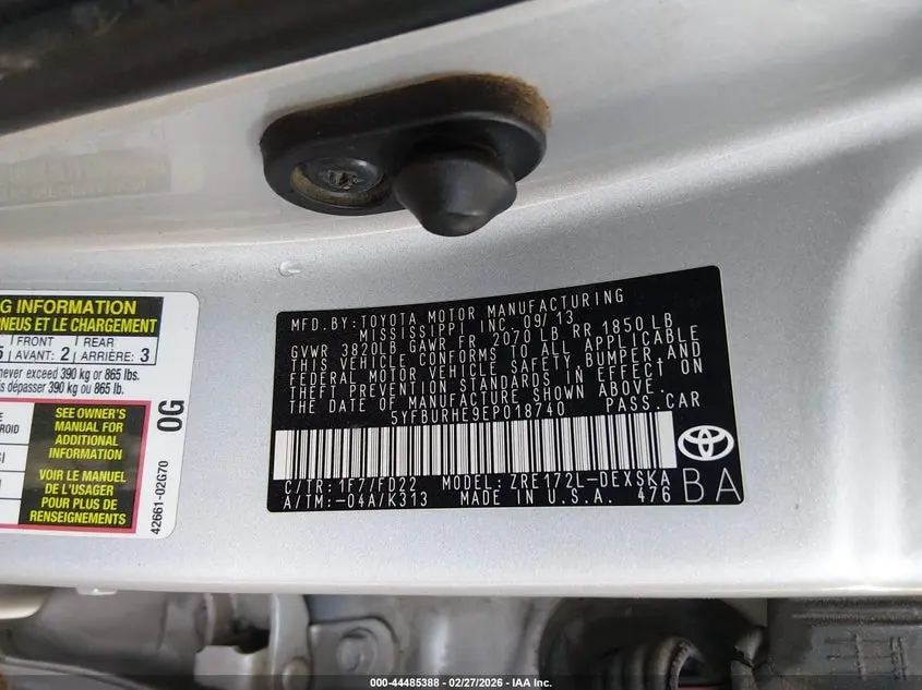 2014 TOYOTA COROLLA S