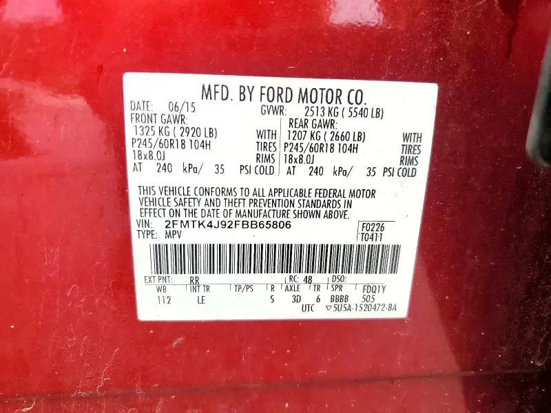2015 FORD EDGE SEL  