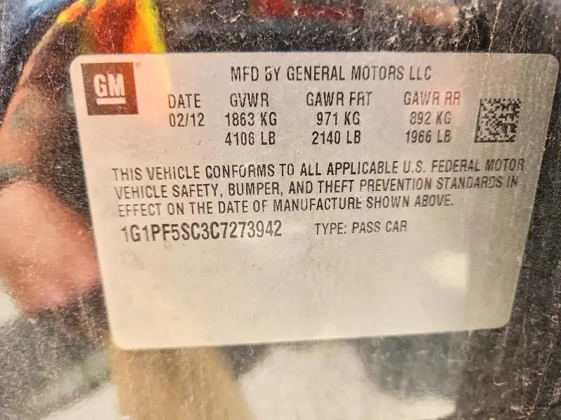2012 CHEVROLET CRUZE LT  