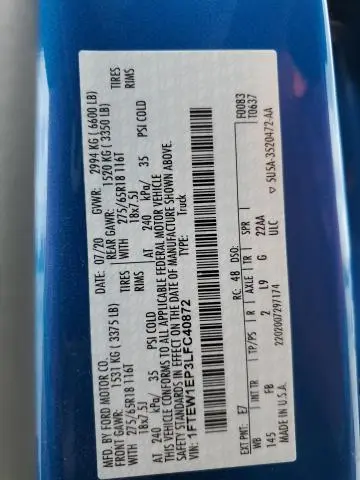 2020 FORD F150 SUPERCREW  