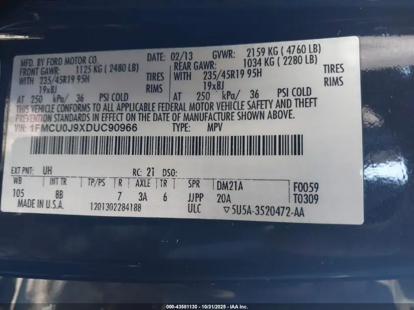 2013 FORD ESCAPE TITANIUM