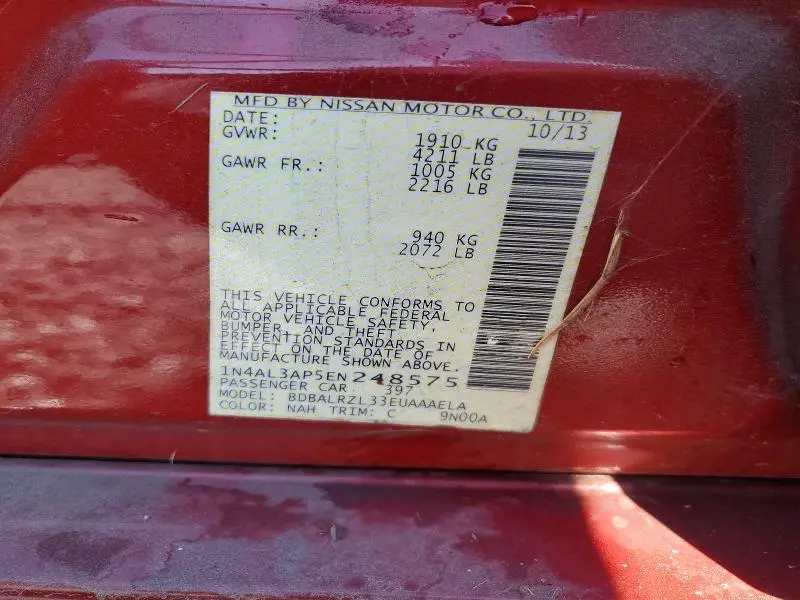 2014 NISSAN ALTIMA 2.5 S  