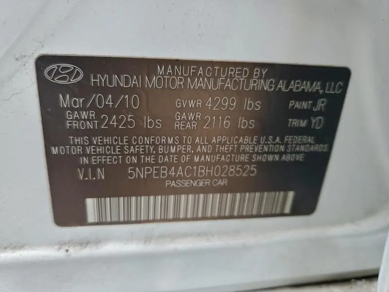 2011 HYUNDAI SONATA GLS  