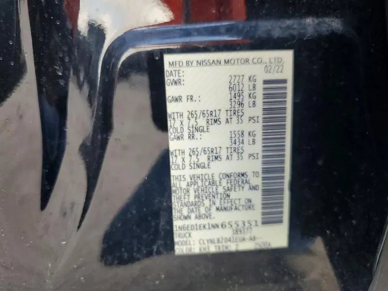 2022 NISSAN FRONTIER SV  