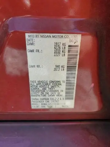 2016 NISSAN ALTIMA 2.5  