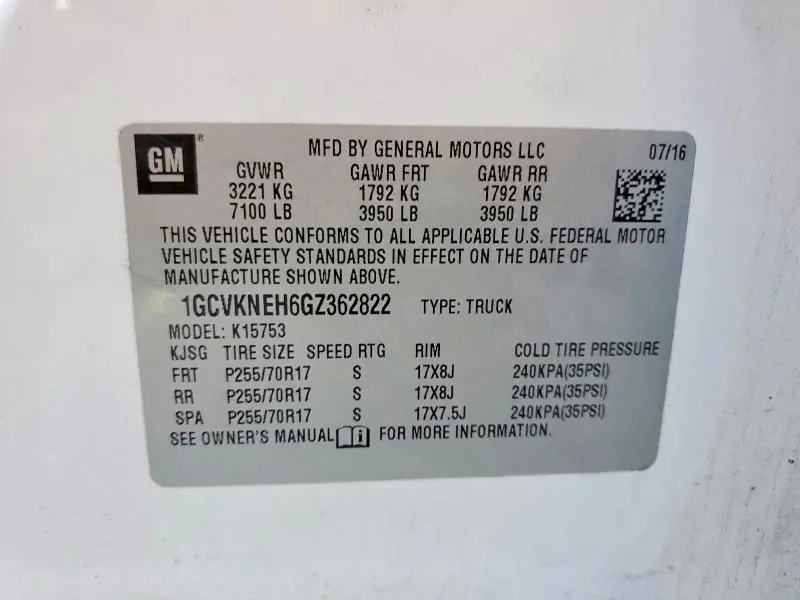 2016 CHEVROLET SILVERADO K1500  