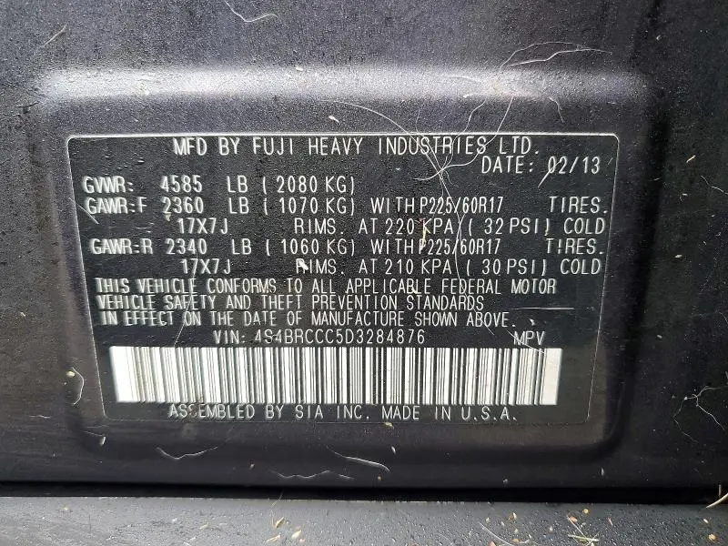 2013 SUBARU OUTBACK 2.5I PREMIUM  