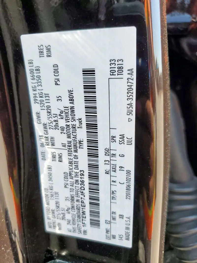 2018 FORD F150 SUPERCREW  