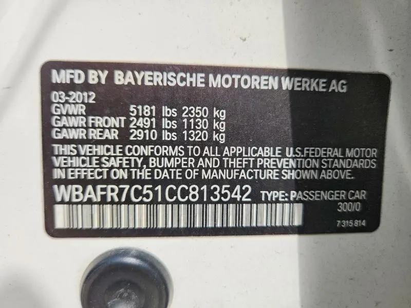 2012 BMW 535 I  
