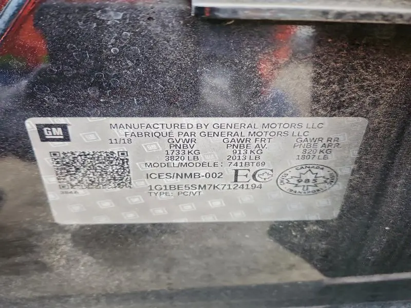 2019 CHEVROLET CRUZE LT  