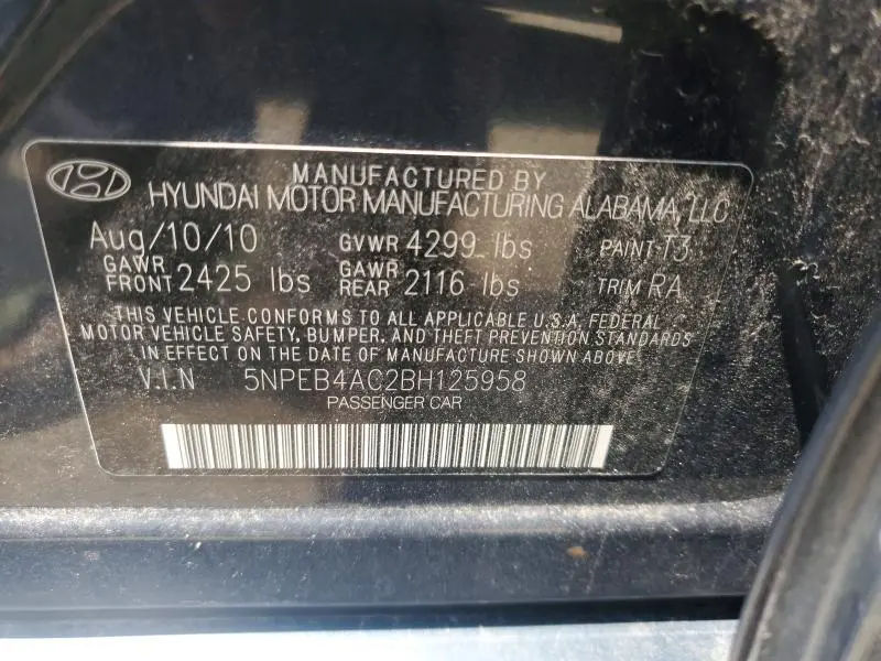 2011 HYUNDAI SONATA GLS  