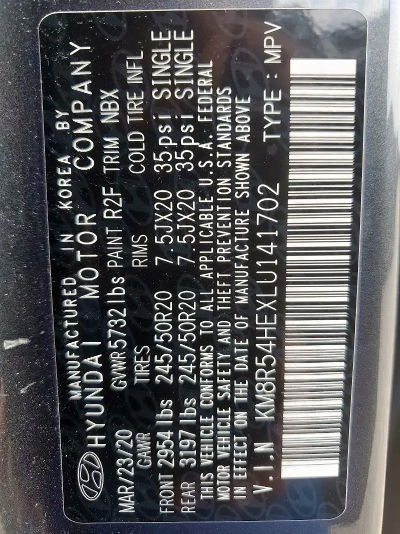 2020 HYUNDAI PALISADE LIMITED  