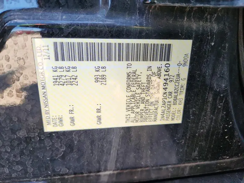 2012 NISSAN ALTIMA 2.5  