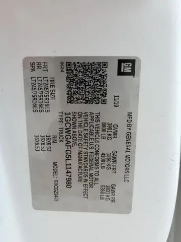 2020 CHEVROLET EXPRESS G2500   