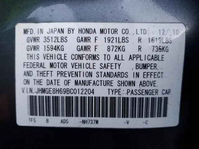 2011 HONDA FIT SPORT