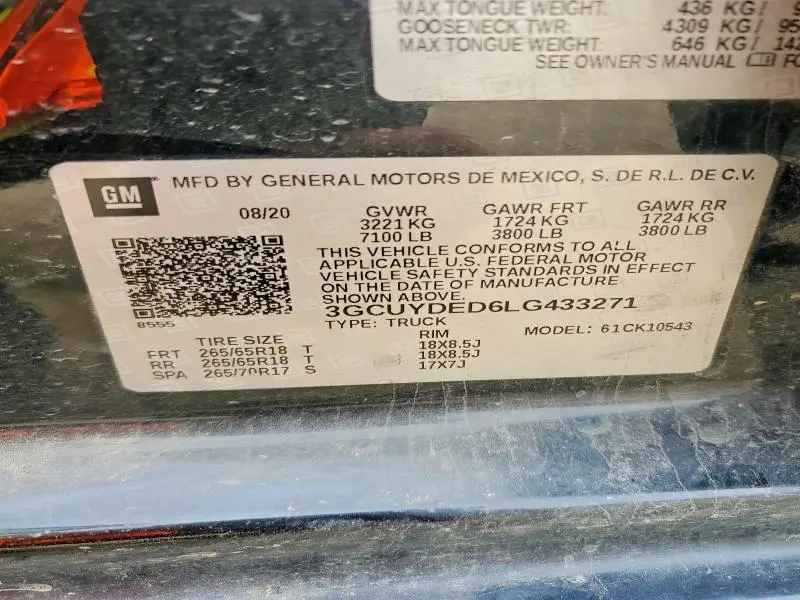 2020 CHEVROLET SILVERADO K1500 LT  