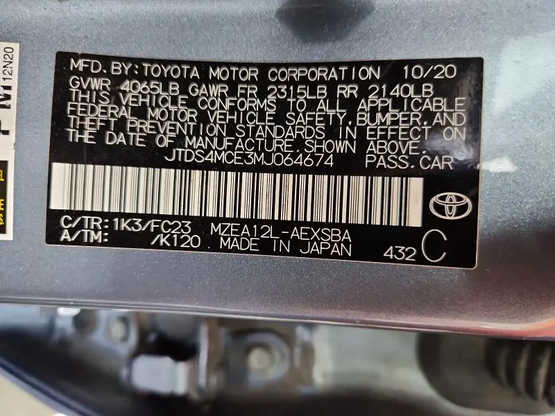 2021 TOYOTA COROLLA SE  