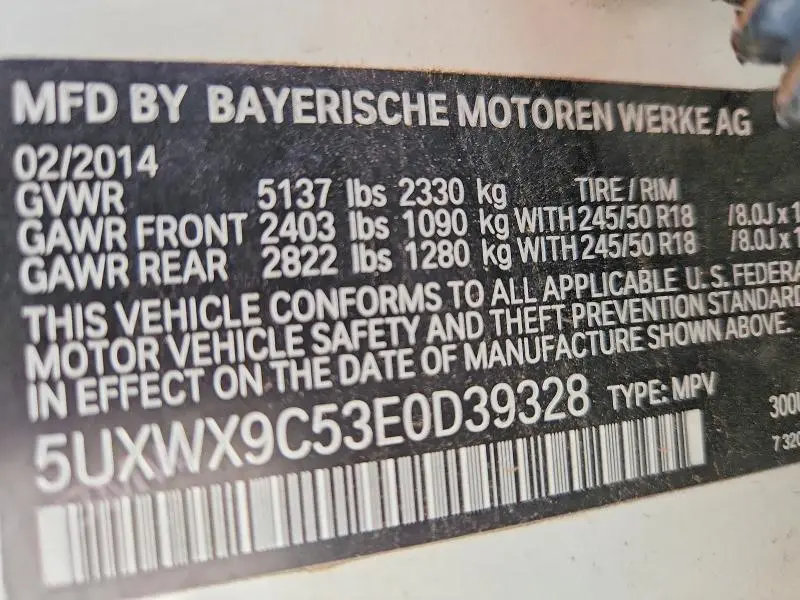 2014 BMW X3 XDRIVE28I  