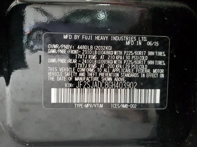 2016 SUBARU FORESTER 2.5I PREMIUM  