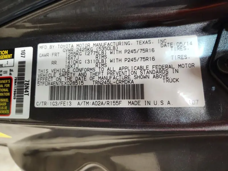 2014 TOYOTA TACOMA BASE  