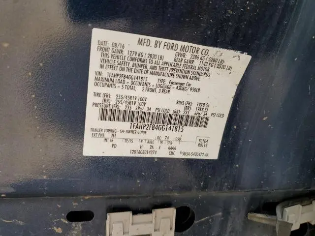 2016 FORD TAURUS LIMITED  