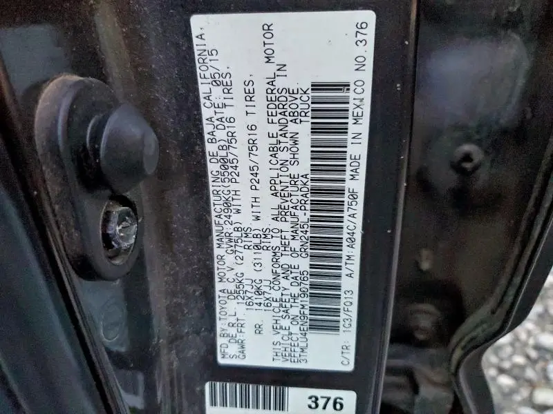 2015 TOYOTA TACOMA DOUBLE CAB  