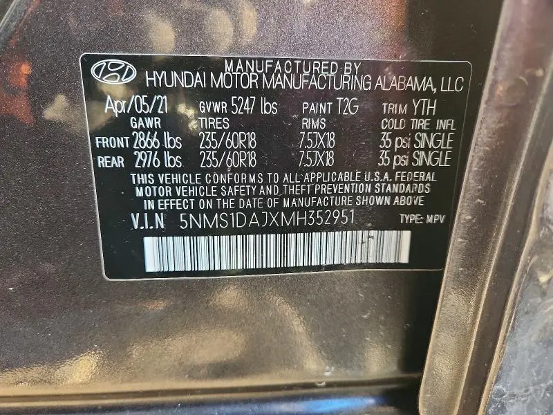 2021 HYUNDAI SANTA FE SE  