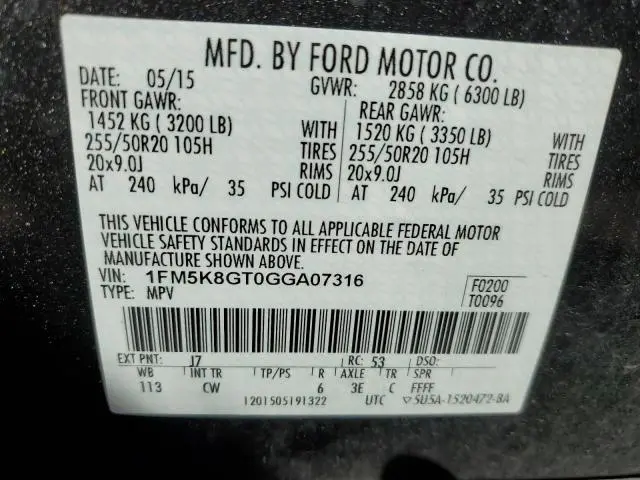 2016 FORD EXPLORER SPORT  