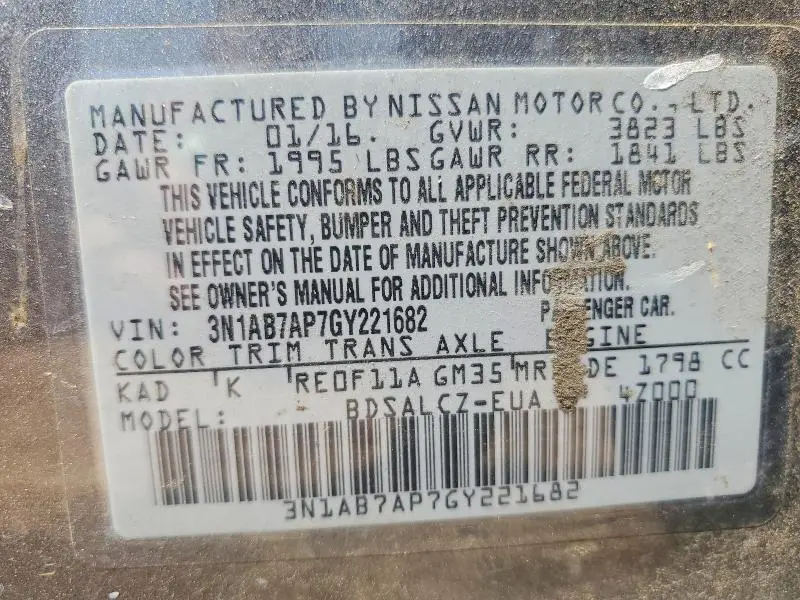 2016 NISSAN SENTRA FE+S  