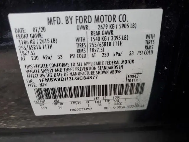 2020 FORD EXPLORER XLT  