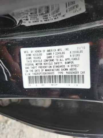 2016 HONDA ACCORD LX  