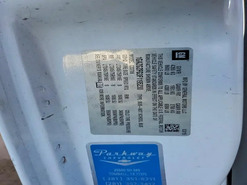 2015 CHEVROLET EXPRESS G3500 LS  