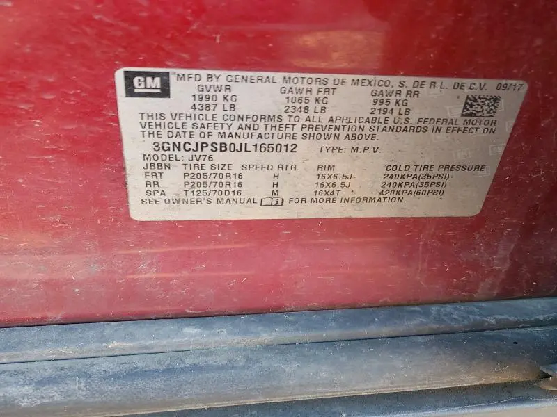 2018 CHEVROLET TRAX 1LT  