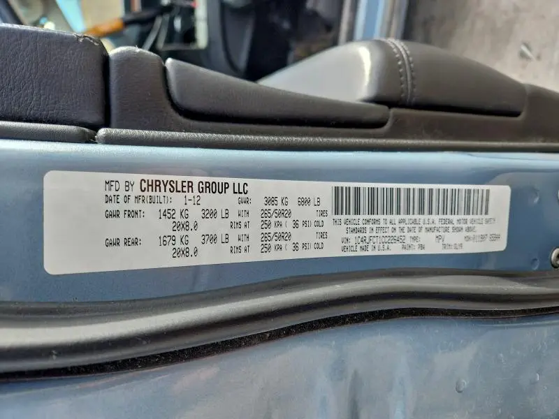 2012 JEEP GRAND CHEROKEE OVERLAND  