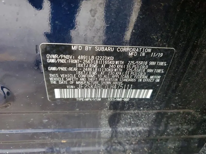 2020 SUBARU FORESTER SPORT  